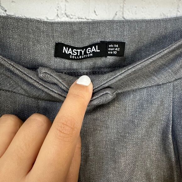 Nasty Gal Charcoal Women’s Dress Pants Wide Leg Size 10 - Picture 4 of 6